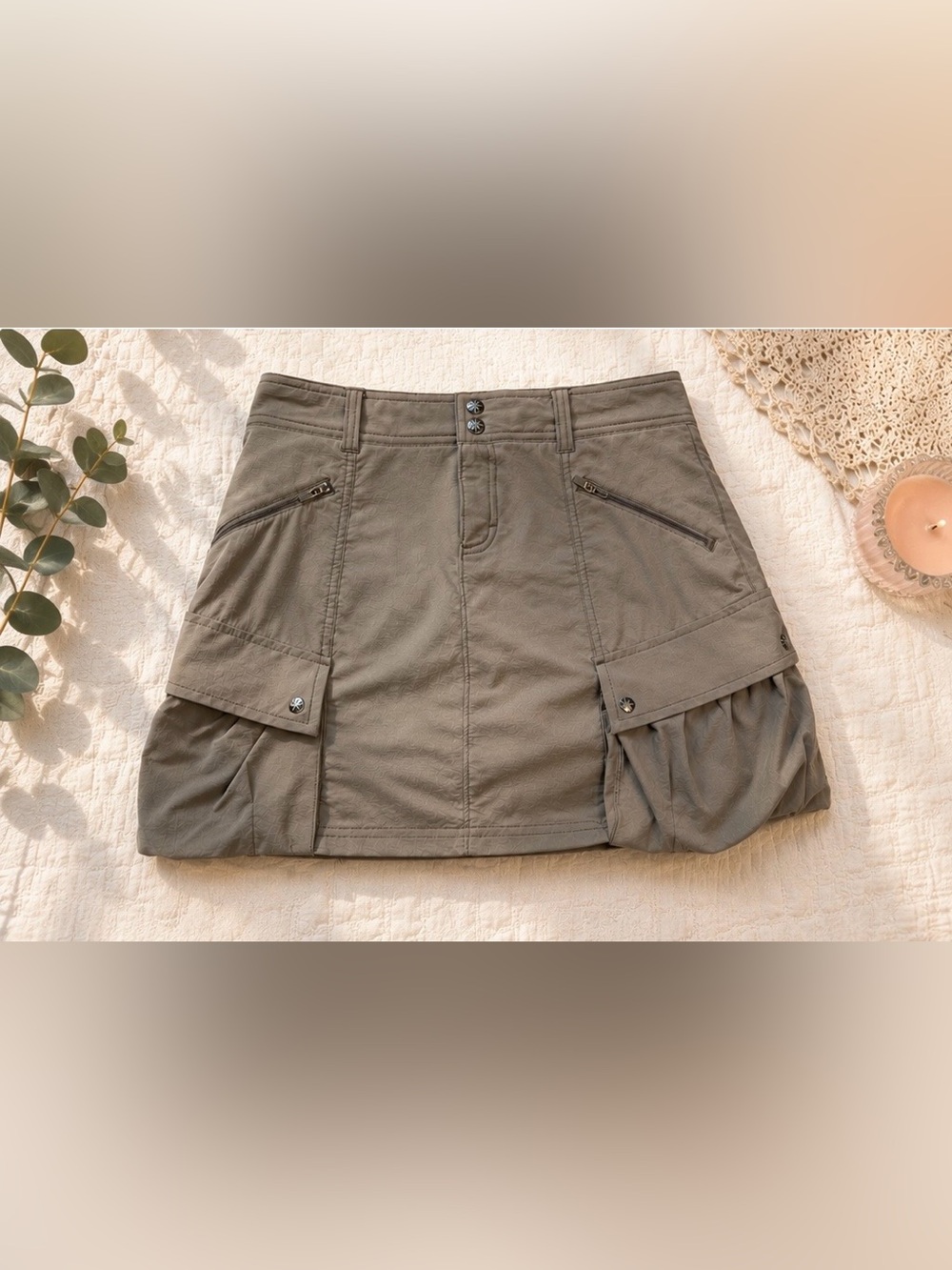 Athleta Taupe Cargo Skort with Zip Pockets